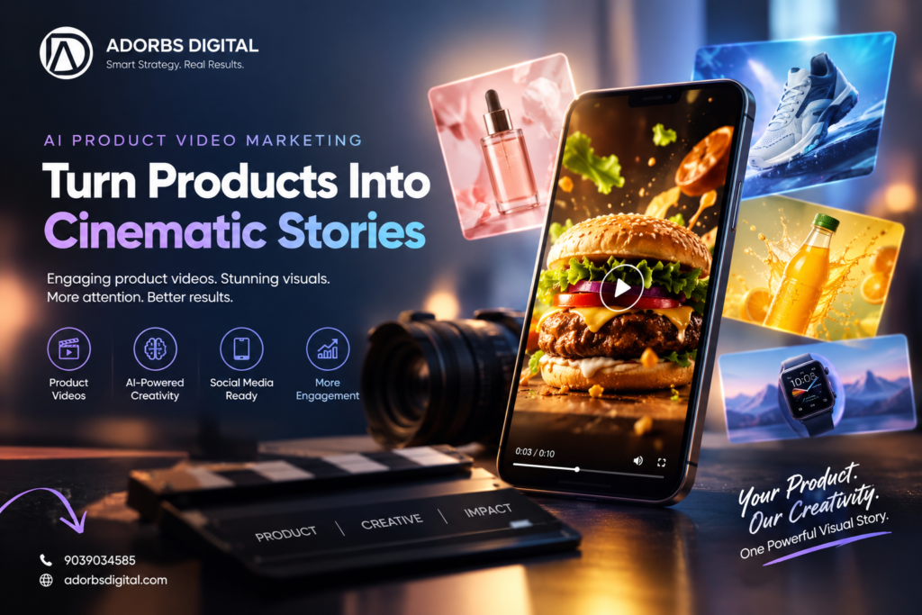 AI product video marketing and cinematic product promotion video by Adorbs Digital